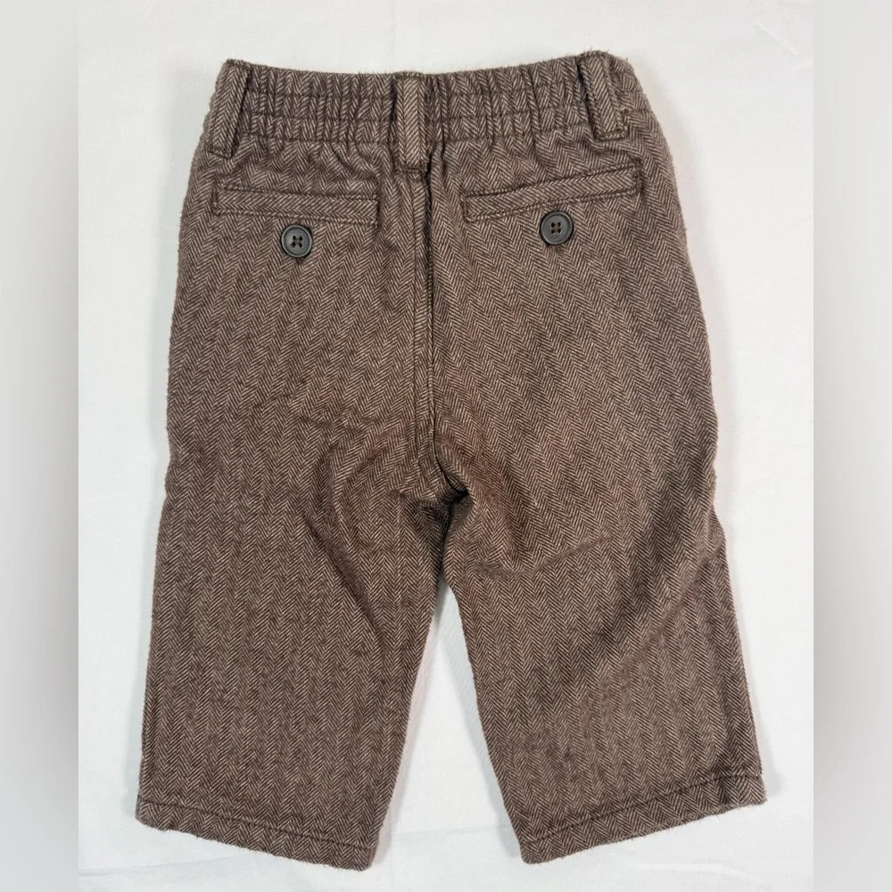 GYMBOREE‎ Baby Brown Herringbone Woven Pants 6-12 Months Classic Tailored Style